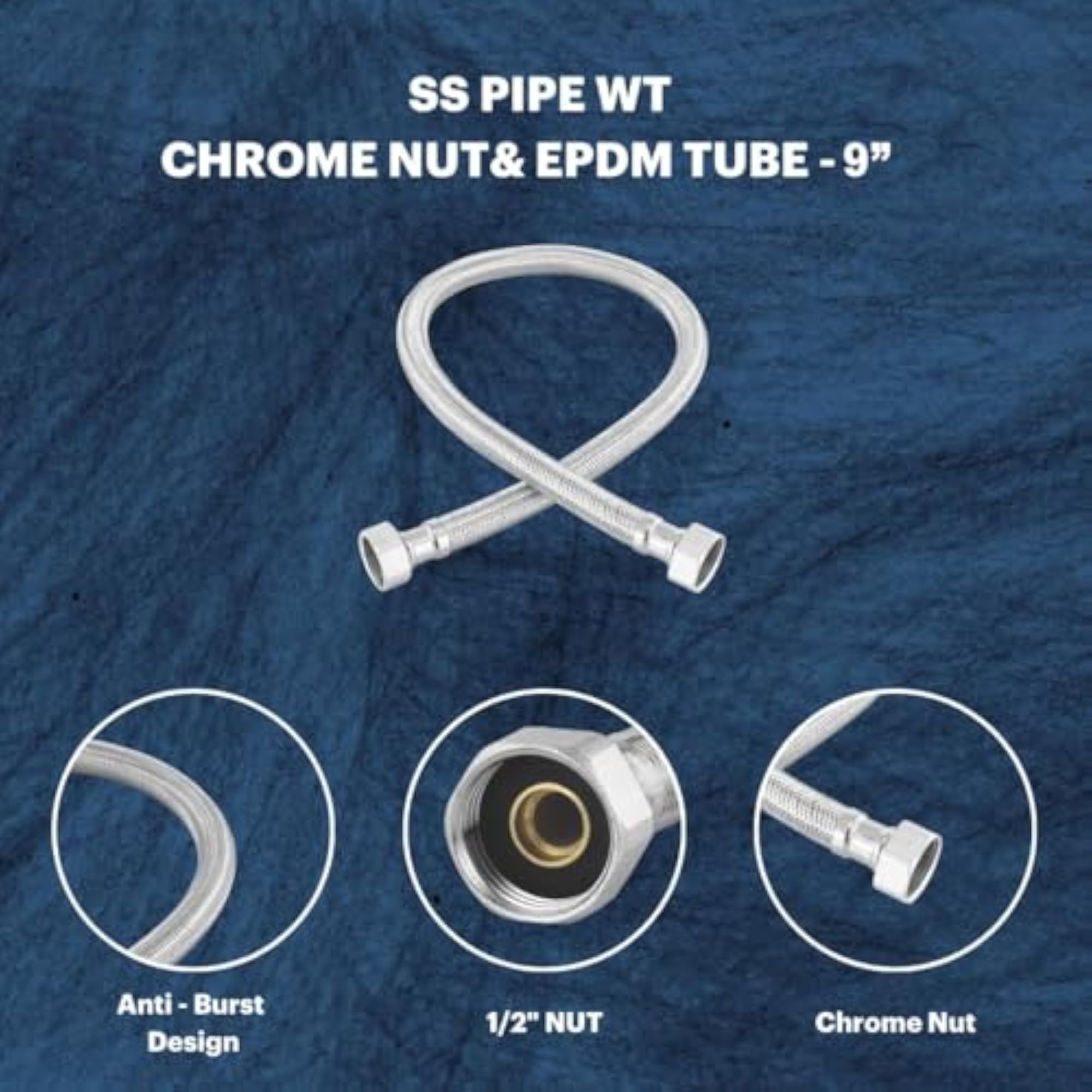 9 Inch 304 Stainless Steel Connection Pipe Pack of 2